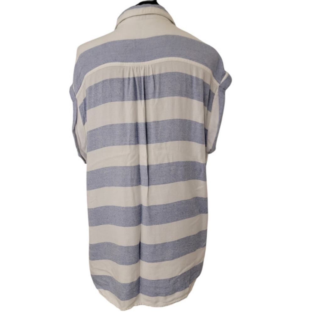 Rails Striped Button Collar Cap Sleeve Beachy Coa… - image 2